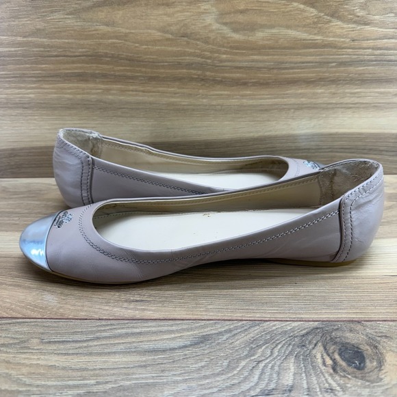 Coach Chelsea Beige Flats Womens 8.5 Beige Leather Cap Toe Ballet - Picture 6 of 11